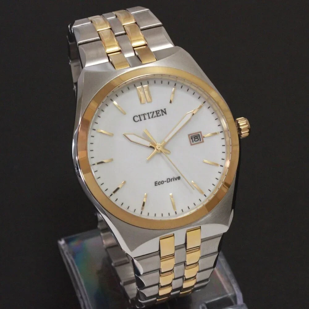 Citizen Men's Eco Drive Corso Integrated Bracelet Two Tone White Dial 40mm